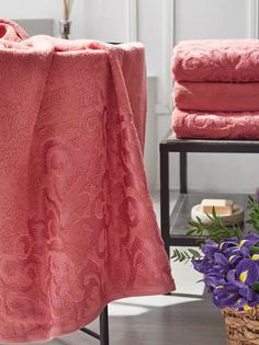 Полотенце махровое Guten Morgen Paisley coral орнамент розовый 70х130
