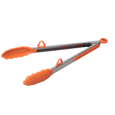 Щипцы силиконовые Kamille КМ-7513 с ручками из нержавеющей стали оранжевый 35,5 см