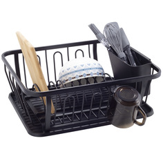 Сушилка для посуды Ofenbach NB 100400 37,5х33х15 см из алюминия с поддоном, черная