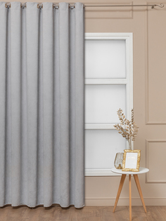 Комплект штор Amore Mio 150х270 см, для гостиной, кухни, спальни, вельвет серый 2 шт