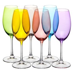 Набор из 6 бокалов для вина Crystalite Bohemia 300 мл MILVUS Color mix цветная чаша