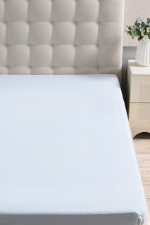 Простыня натяжная 135x200x25 COINCASA голубой 100% хлопок (перкаль) 7354178