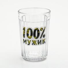 Стакан граненый "100% мужик" камуфляж No Brand