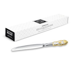 Нож десертный Кольчугинский мельхиор Герб посеребренный с позолотой С25608