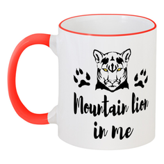 Кружка Printio с цветной ручкой и ободком Mountain lion in me