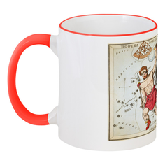 Кружка Printio с цветной ручкой и ободком Созвездие гончие псы (зеркало урании)