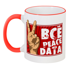 Кружка Printio с цветной ручкой и ободком Всё peace data