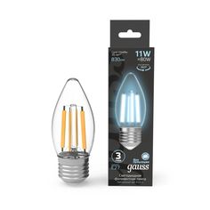 Лампа светодиодная Gauss Filament 7W-580lm-4100К-Е27, свеча