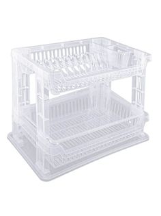 Подставка для посуды 420х390х310 мм двухуровневая прозрачная пластиковая proff 1/1