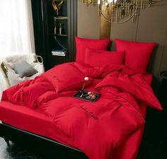 Комплект постельного белья CANDIES Сатин-жатка Евро наволочки 50x70 70x70 Красный