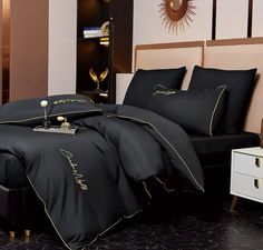 Комплект постельного белья CANDIES Сатин-жатка 2-хспальный наволочки 70x70 Черный