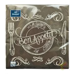 Салфетки бумажные Art Bouquet Bon Appetit черные, 3-слойные, 33х33 см, 20 шт.