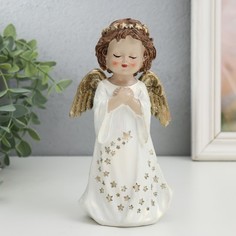 Сувенир полистоун "Ангелочек в платье со звёздами - блаженство" 8,5х6х16,5 см No Brand