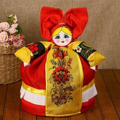 Грелка на чайник «Барыня», со вставкой, жёлтый фартук, малая No Brand