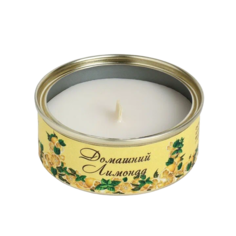 Натуральная эко свеча в жестяной банке "Домашний лимонад", 7,5х3 см No Brand