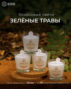 Кокосовые ароматические свечи в наборе ШТАТОЛ Зелёные травы 40 мл