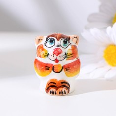 Сувенир «Кот с бантом», 3 см, цвет, гжель (2 шт) No Brand