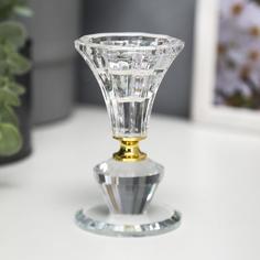 Подсвечник стекло на 1 свечу Вазон с хрусталиком 9,7х5,6х5,6 см No Brand