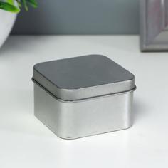 Шкатулка металл "Квадрат серебряный" 6х6х4 см No Brand