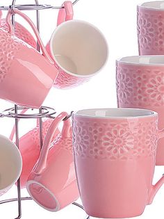 Набор кружек с подставкой Loraine 6шт фарфор 220мл 31386