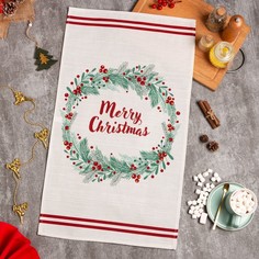 Новогоднее полотенце Этель Сhristmas leaves 40x73 , 100%хл, репс 210 г/м2