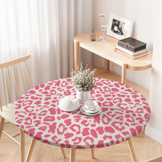 Скатерть на кухонный стол JoyArty "Розовый леопард" круглая на резинке диаметр 75-100 см