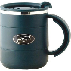 Кружка Biostal (0,4 литра) с крышкой, зеленая KSZ-NE-400P-G