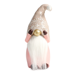 Сувенир полистоун "Дед Мороз в бежево-розовом наряде, колпак съехал на глаза" 6,5х6х16,5 с No Brand
