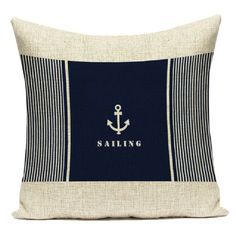 Подушка декоративная Zaberite, Якорь Sailing, 40х40, велюр диванная