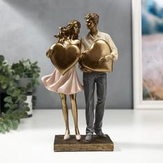 Сувенир полистоун Влюбленная пара с сердцами 25,5х8,5х15 см No Brand