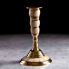 Подсвечник на 1 свечу "Мрамор" латунь 14 см No Brand