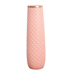 Ваза керамика напольная Геометрия люкс ромбики, 14х60 см, розовый No Brand