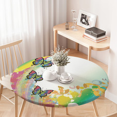 Скатерть на кухонный стол "Бабочки после дождя" на резинке 75-100 см Joy Arty