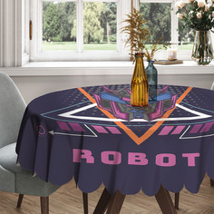 Скатерть круглая тканевая на стол JoyArty с рисунком Робот в шлеме 150 на 150 см