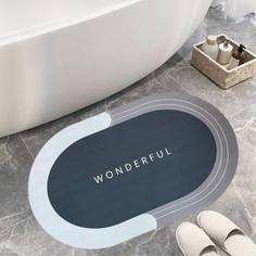 Коврик быстросохнущий универсальный овальный Home 50x80, чёрный No Brand