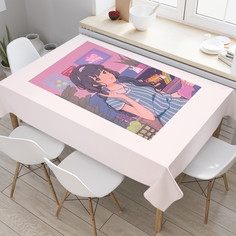 Водоотталкивающая скатерть на стол JoyArty с рисунком Аниме девушка 120 на 145 см