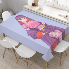 Прямоугольная тканевая скатерть на стол JoyArty с рисунком Девушка в мантии, 145x180 см