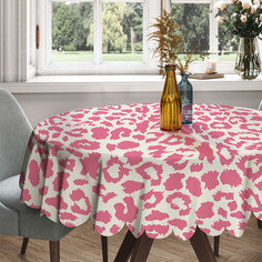 Скатерть круглая тканевая на стол JoyArty с рисунком Розовый леопард 150 на 150 см