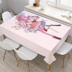 Водоотталкивающая скатерть на стол JoyArty с рисунком Романтичная девушка 145 на 180 см