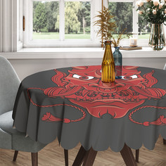 Скатерть круглая тканевая на стол JoyArty с рисунком Ёкай 150 на 150 см