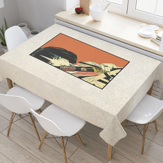 Прямоугольная тканевая скатерть на стол JoyArty с рисунком Японская девушка, 145x180 см