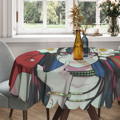 Скатерть круглая тканевая на стол JoyArty с рисунком Девушка с цветами 150 на 150 см