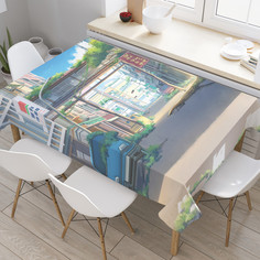 Водоотталкивающая скатерть на стол JoyArty с рисунком Заброшенный город 120 на 145 см