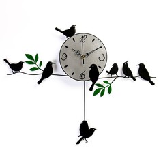 Часы настенные, серия: Маятник, "Птички на веточках", плавный ход, 74 х 52 см No Brand