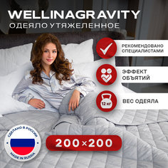 Утяжеленное сенсорное одеяло WELLINAGRAVITY 200х200 серый 12кг WGS-20