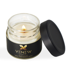Свеча ароматическая с деревянным фитилем VENEW Белый чай, 100 мл