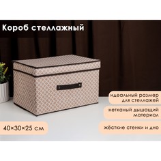 Короб стеллажный для хранения с крышкой Доляна «Браун», 40x30x25 см коричневый