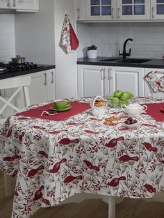 Набор кухонный Guten Morgen бордовый скатерть салфетки 140х150 см 40х40 см 4 шт