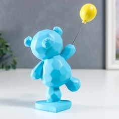 Сувенир полистоун 3D "Медвежонок с воздушным шариком" голубой 21,4х6х10 см No Brand