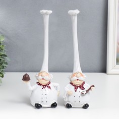 Сувенир полистоун "Усатые шеф-повара в длинных колпаках" набор 2 шт 27х11,5 см No Brand